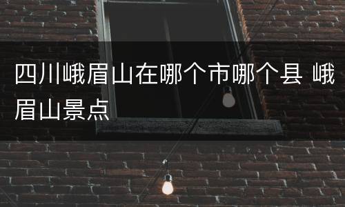 四川峨眉山在哪个市哪个县 峨眉山景点