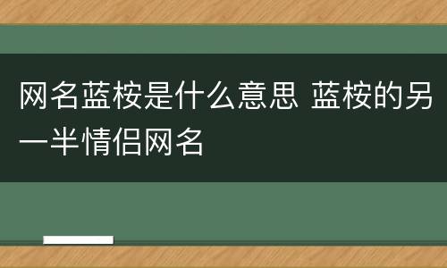 网名蓝桉是什么意思 蓝桉的另一半情侣网名