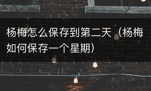 杨梅怎么保存到第二天（杨梅如何保存一个星期）