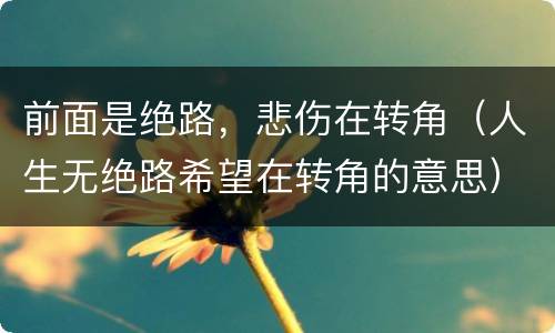 前面是绝路，悲伤在转角（人生无绝路希望在转角的意思）
