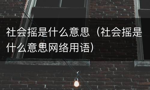 社会摇是什么意思（社会摇是什么意思网络用语）