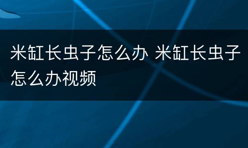 米缸长虫子怎么办 米缸长虫子怎么办视频