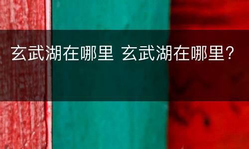 玄武湖在哪里 玄武湖在哪里?