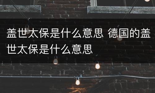 盖世太保是什么意思 德国的盖世太保是什么意思