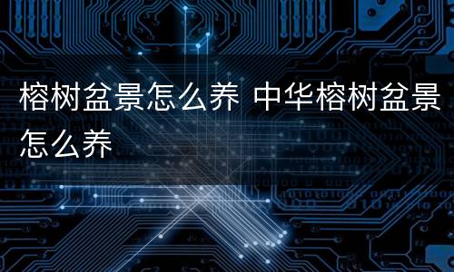 榕树盆景怎么养 中华榕树盆景怎么养