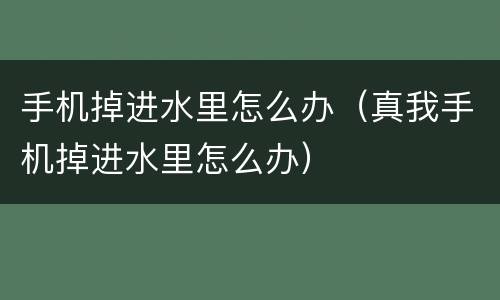 手机掉进水里怎么办（真我手机掉进水里怎么办）