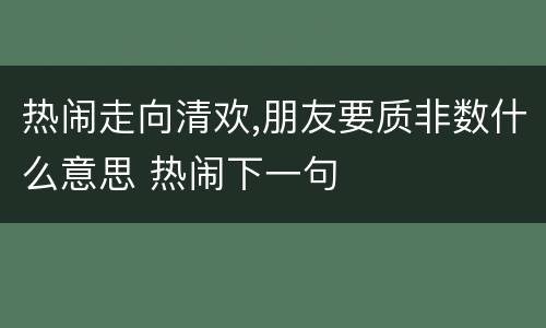 热闹走向清欢,朋友要质非数什么意思 热闹下一句