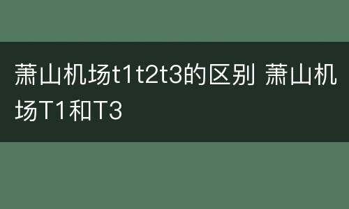 萧山机场t1t2t3的区别 萧山机场T1和T3