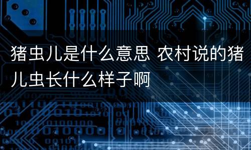 猪虫儿是什么意思 农村说的猪儿虫长什么样子啊