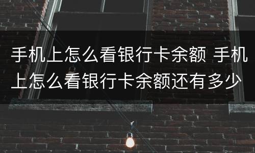 手机上怎么看银行卡余额 手机上怎么看银行卡余额还有多少