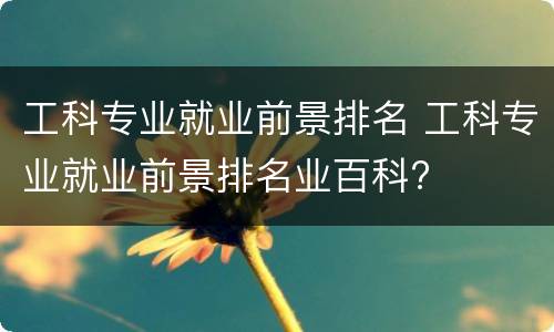 工科专业就业前景排名 工科专业就业前景排名业百科?