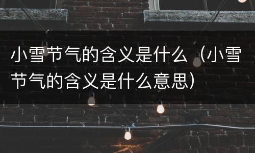 小雪节气的含义是什么（小雪节气的含义是什么意思）