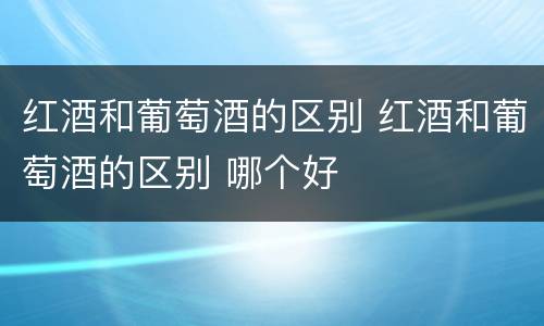 红酒和葡萄酒的区别 红酒和葡萄酒的区别 哪个好