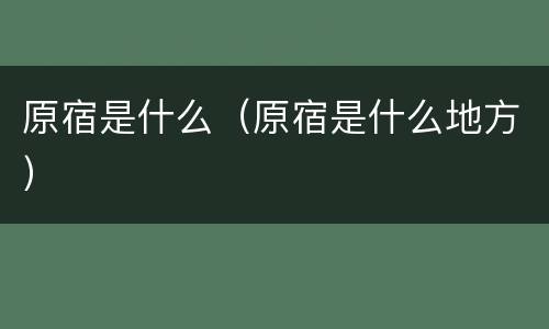 原宿是什么（原宿是什么地方）