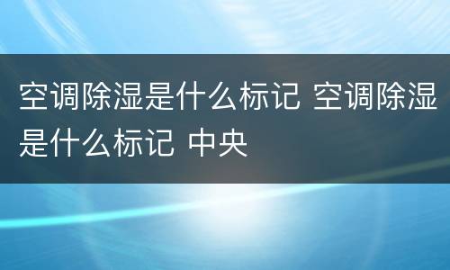 空调除湿是什么标记 空调除湿是什么标记 中央