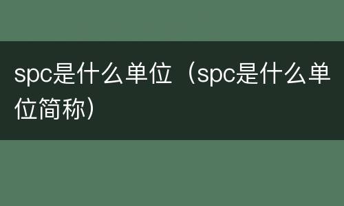 spc是什么单位（spc是什么单位简称）