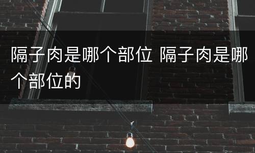 隔子肉是哪个部位 隔子肉是哪个部位的