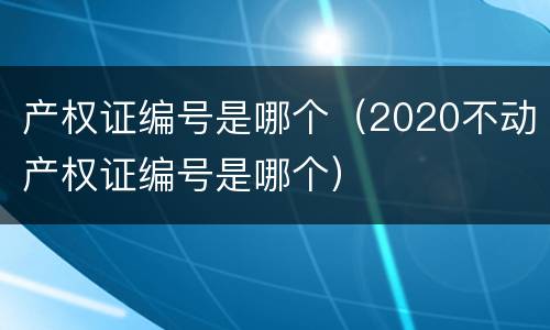 产权证编号是哪个（2020不动产权证编号是哪个）