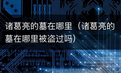 诸葛亮的墓在哪里（诸葛亮的墓在哪里被盗过吗）