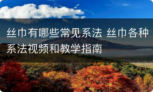 丝巾有哪些常见系法 丝巾各种系法视频和教学指南