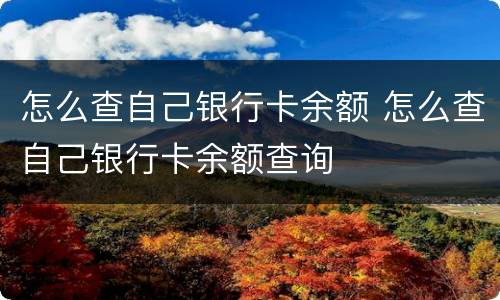 怎么查自己银行卡余额 怎么查自己银行卡余额查询