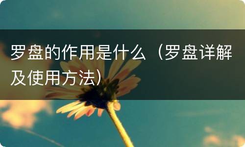罗盘的作用是什么（罗盘详解及使用方法）