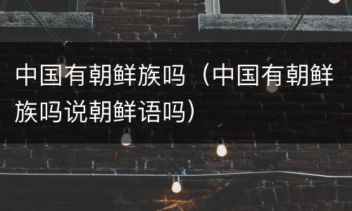 中国有朝鲜族吗（中国有朝鲜族吗说朝鲜语吗）