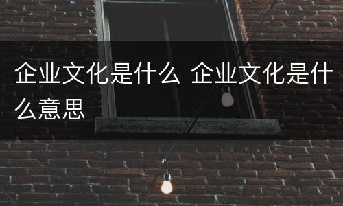 企业文化是什么 企业文化是什么意思