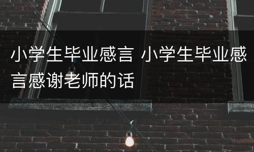 小学生毕业感言 小学生毕业感言感谢老师的话