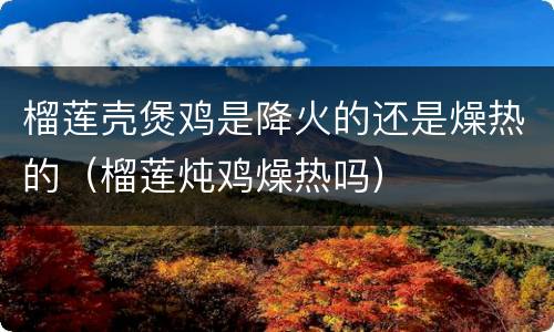 榴莲壳煲鸡是降火的还是燥热的（榴莲炖鸡燥热吗）