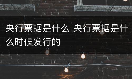 央行票据是什么 央行票据是什么时候发行的