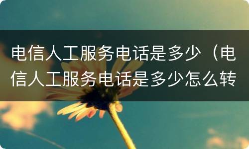 电信人工服务电话是多少（电信人工服务电话是多少怎么转人工）