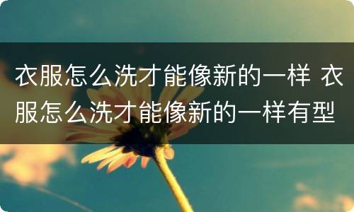 衣服怎么洗才能像新的一样 衣服怎么洗才能像新的一样有型