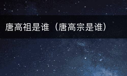 唐高祖是谁（唐高宗是谁）