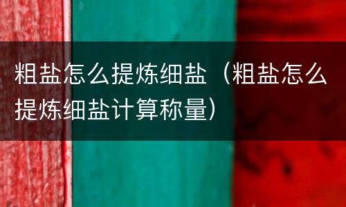 粗盐怎么提炼细盐（粗盐怎么提炼细盐计算称量）