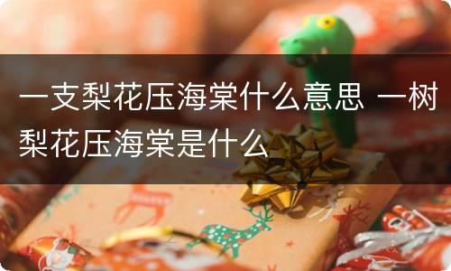 一支梨花压海棠什么意思 一树梨花压海棠是什么