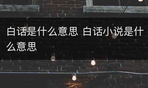 白话是什么意思 白话小说是什么意思