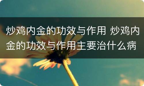 炒鸡内金的功效与作用 炒鸡内金的功效与作用主要治什么病