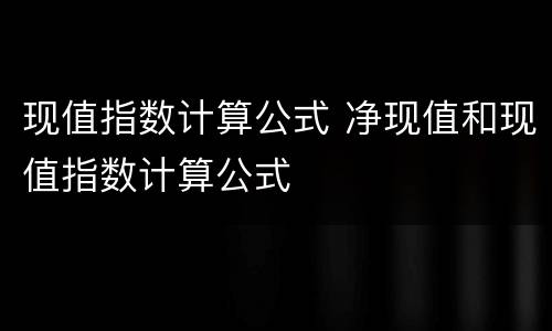 现值指数计算公式 净现值和现值指数计算公式