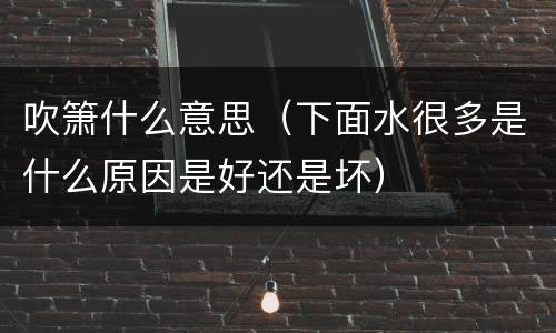吹箫什么意思（下面水很多是什么原因是好还是坏）