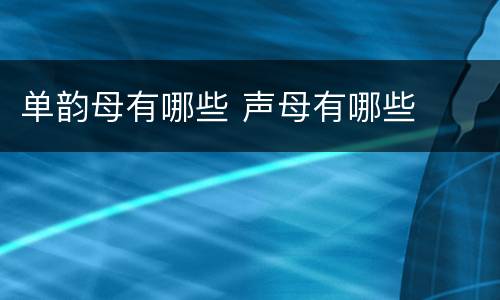 单韵母有哪些 声母有哪些