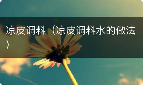 凉皮调料（凉皮调料水的做法）