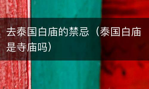 去泰国白庙的禁忌（泰国白庙是寺庙吗）