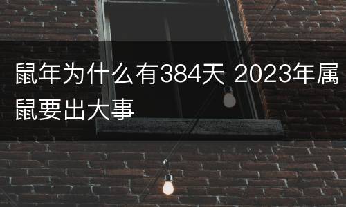 鼠年为什么有384天 2023年属鼠要出大事