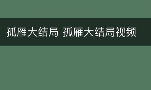 孤雁大结局 孤雁大结局视频