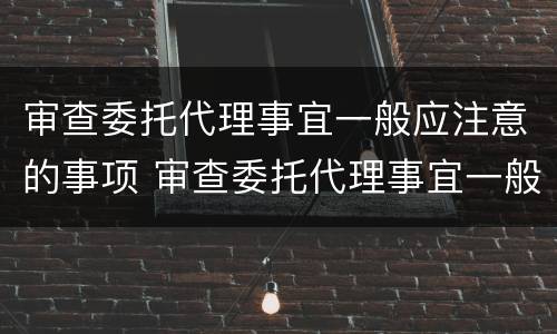 审查委托代理事宜一般应注意的事项 审查委托代理事宜一般应注意的事项有