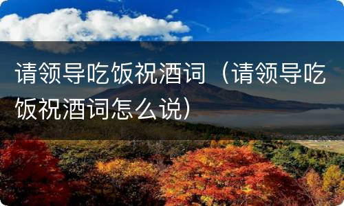 请领导吃饭祝酒词（请领导吃饭祝酒词怎么说）
