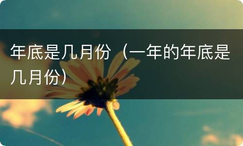 年底是几月份（一年的年底是几月份）