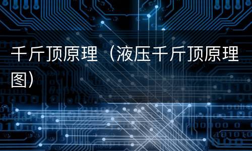 千斤顶原理（液压千斤顶原理图）