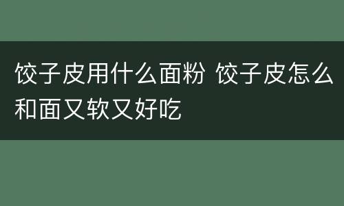 饺子皮用什么面粉 饺子皮怎么和面又软又好吃